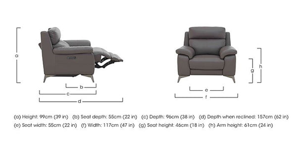 Missouri Grey Leather 3 2 1 Seater Power Recliner Large Sofa Set