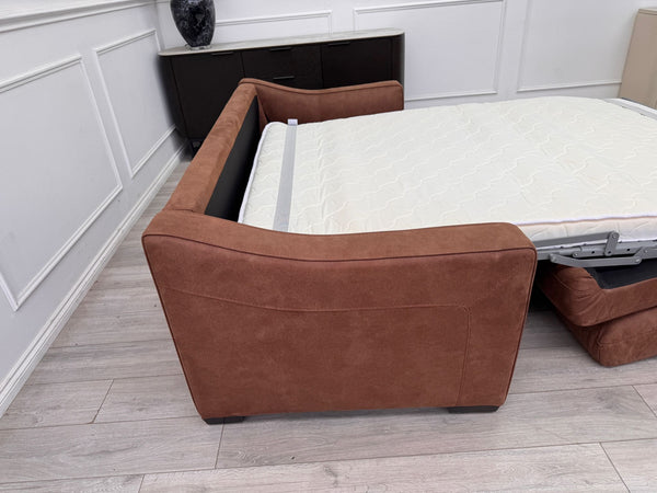 Optimus Tan Brown Fabric 3 Seater Pull Out Sofa Bed