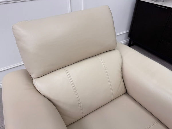Moet Cream Leather Power Recliner Headrest Armchair