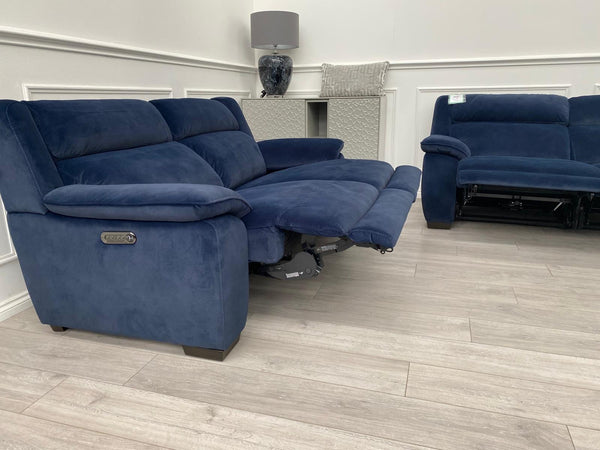 Furniture Village Starlight 3+2 Seater Sofa Set Power Seat + Headrest Navy