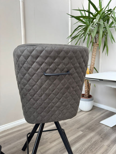 Loki Swivel Bar Stool Grey Charcoal Fabric Swivel Stylish Aesthetic Kitchen Chairs
