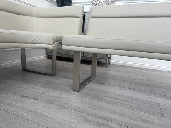 Avorio Grey Faux Leather Left Hand Facing Corner Dining Bench