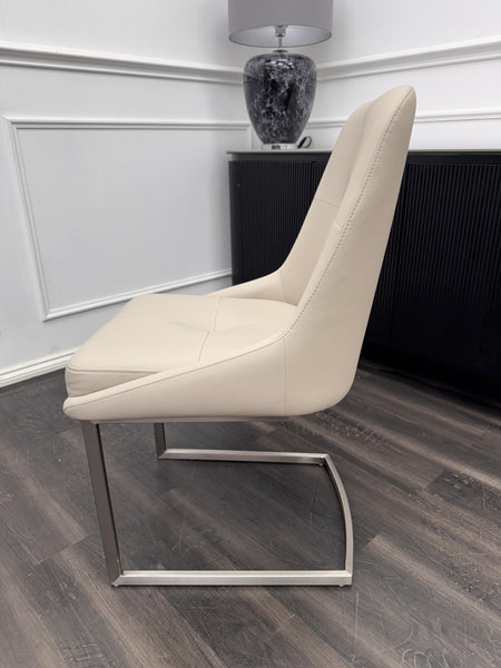 FV Avorio Pale Grey Faux Leather Cantilever Dining Chair (Choose Quantity)