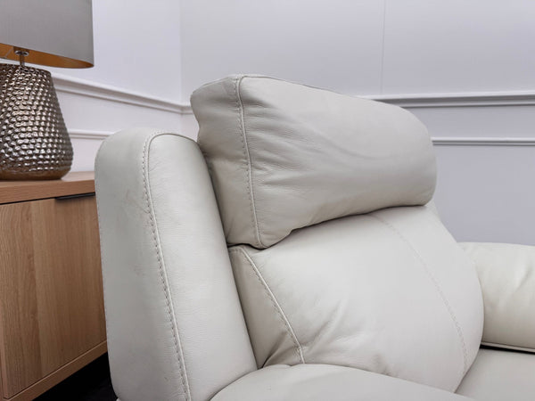 Starlight White Leather Power Recliner Power Headrest Armchair