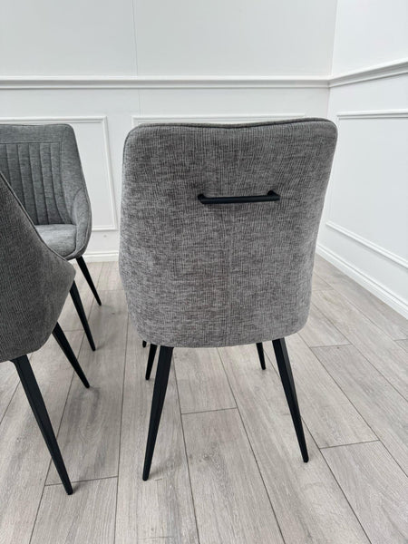 Furniture Village Crete Swivel Dining Chairs Dark Grey Fabric