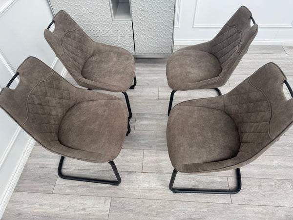 Warrior Taupe Faux Leather Cantilever Dining Chair (Choose Quantity)