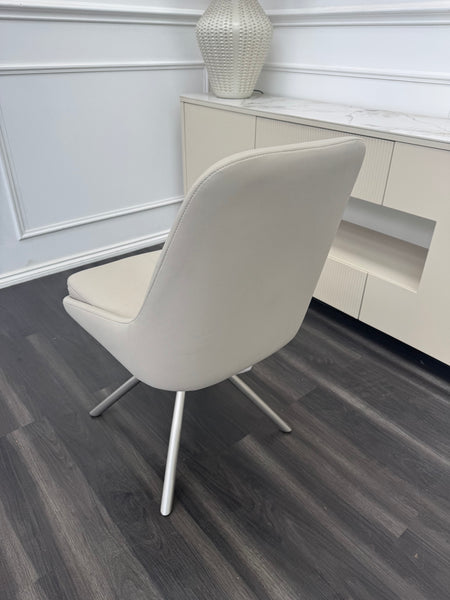 FV Avorio Pale Grey Faux Leather Swivel Dining Chair (Choose Quantity)