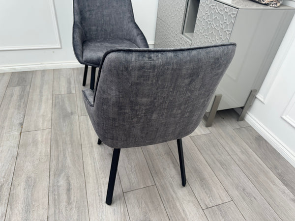 Veja Grey Velvet Set Swivel Dining Chairs