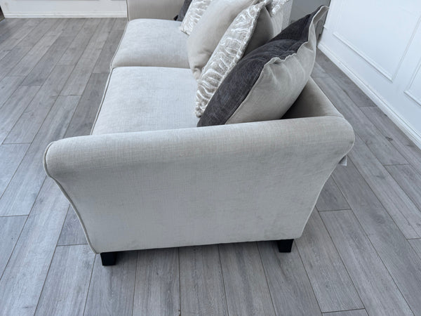 Sasha 4 Seater Sofa Pillow Back Cream Fabric Grand Sofa