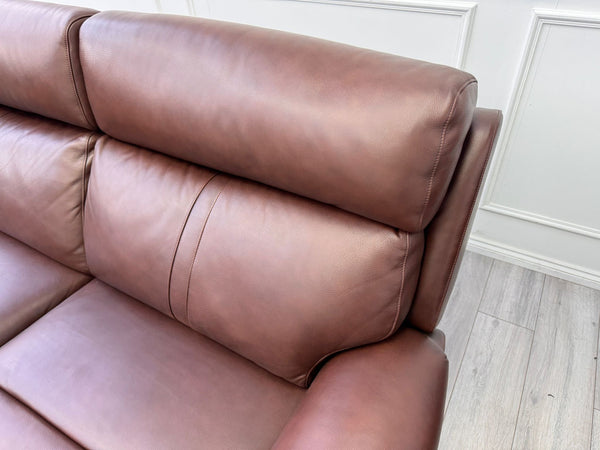 La Z Boy Paris 3 Seater Brown Leather Power Recliner