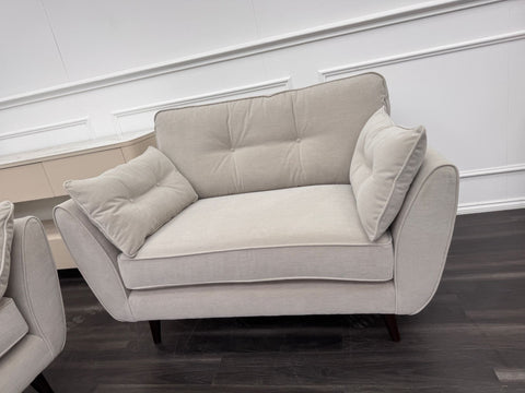 French Connection Zinc Cream Cuddle Loveseat Sofa Set