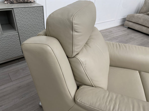 Cream/Ivory Leather Power Recliner Armchair