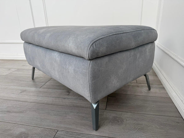 Furniture Village DAYTONA / JUDE Light Grey Velvet Large Footstool Pouffe