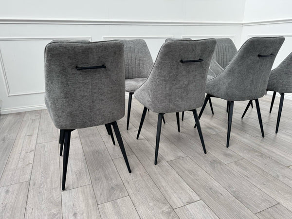 Furniture Village Crete Swivel Dining Chairs Dark Grey Fabric