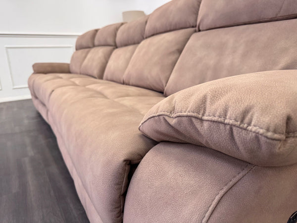 Moreno Light Brown Tan Fabric 5 Seater Sofa Power Recliner