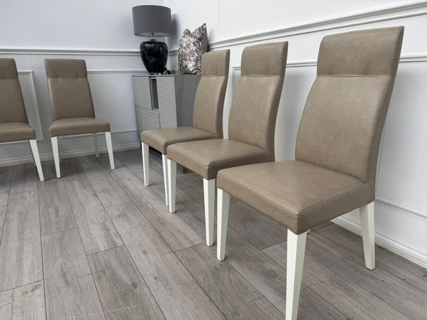 ALF Fascina Set of 6 Faux Leather Dining Chairs Taupe/ Cream RRP £3,447