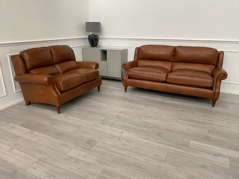 Parker Knoll Henley Brown Leather 3 + 2 Seater Sofa Set RRP £5,392