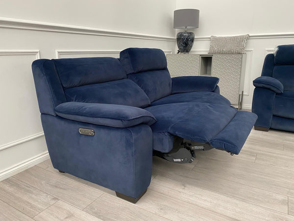 Furniture Village Starlight 3+2 Seater Sofa Set Power Seat + Headrest Navy