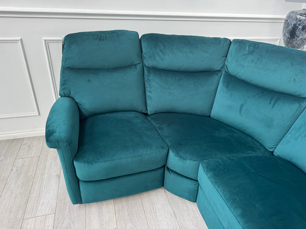 Lillie 1 x Power Reclining Corner Sofa In Lake Green Velvet