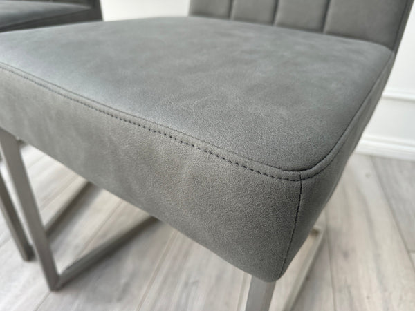 Grigio Pair of Grey Suede Dining Chairs