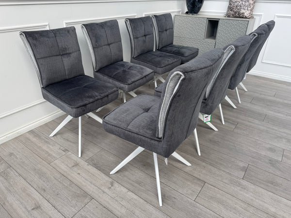 Glacier Swivel Dining Chairs Dark Grey Fabric
