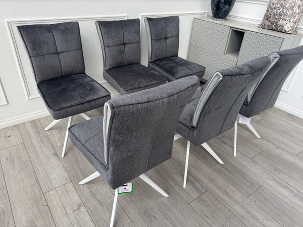 Glacier Swivel Dining Chairs Dark Grey Fabric