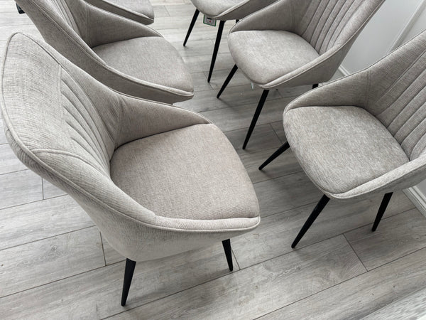 Crete Swivel Dining Chairs Taupe Fabric