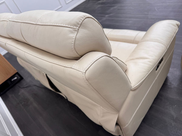 Komodo Relax Station 3 & 2 Seater Cream Leather Power Recliner Headrest Sofa Set
