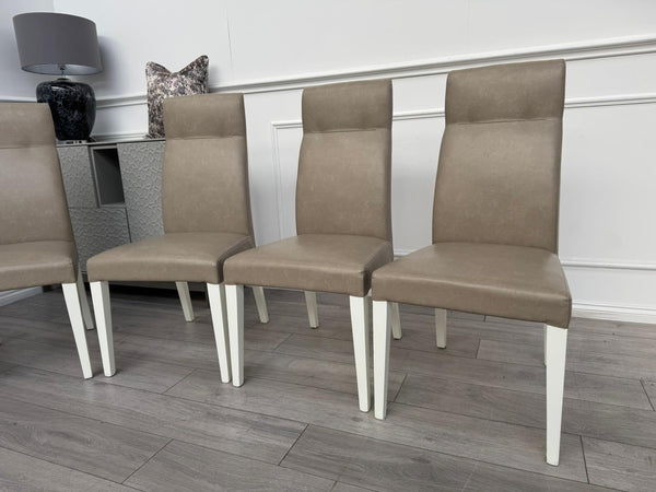 ALF Fascina Set of 6 Faux Leather Dining Chairs Taupe/ Cream RRP £3,447
