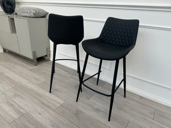 Ion Charcoal Grey Suede/Microfibre Pair of Dining Bar Stools