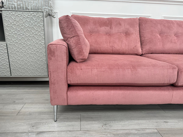 Maya Pink Cord Fabric 3+2 Seater Sofa Set Fast Delivery Available