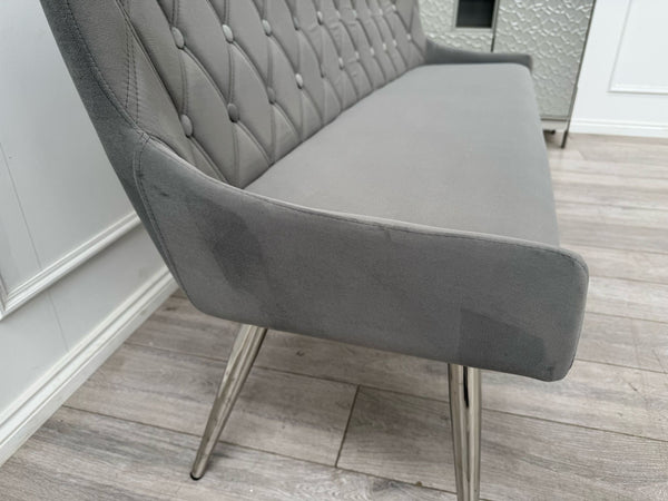 Donnie Grey Velvet Dining Bench