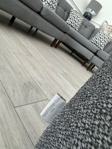 French Connection Grey Fabric Corner Sofa