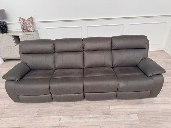 Moreno 4 Seater Power Recliner Sofa In Charcoal Material
