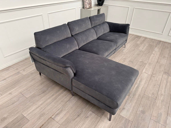 Missouri 3 Seater LHF Chaise Sofa In Charcoal Grey Fabric Power Recliner