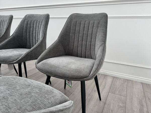 Furniture Village Crete Swivel Dining Chairs Dark Grey Fabric