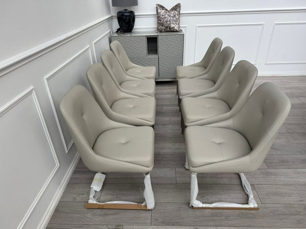 Avorio Grey Faux Leather Cantilever Dining Chairs