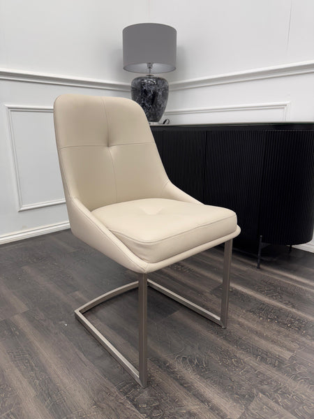 FV Avorio Pale Grey Faux Leather Cantilever Dining Chair (Choose Quantity)
