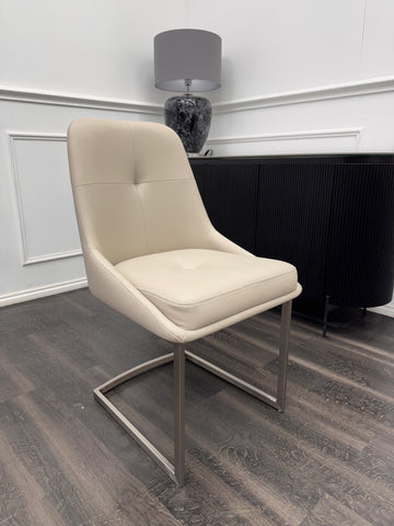 FV Avorio Pale Grey Faux Leather Cantilever Dining Chair (Choose Quantity)