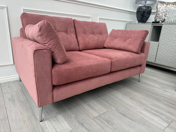 Maya Pink Cord Fabric 3+2 Seater Sofa Set Fast Delivery Available