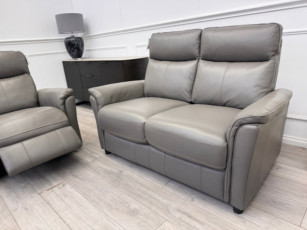 Piccolo Grey Leather 3 & 2 Seater Power Recliner Sofa Set