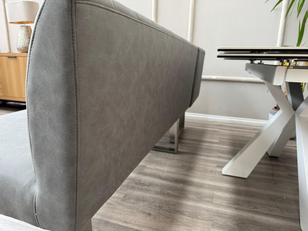 Grigio Corner Grey Fabric Left Hand Facing Dining Bench