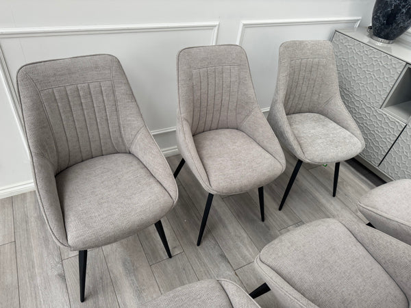 Crete Swivel Dining Chairs Taupe Fabric