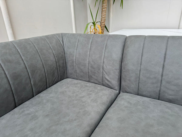 Grigio Corner Grey Fabric Left Hand Facing Dining Bench