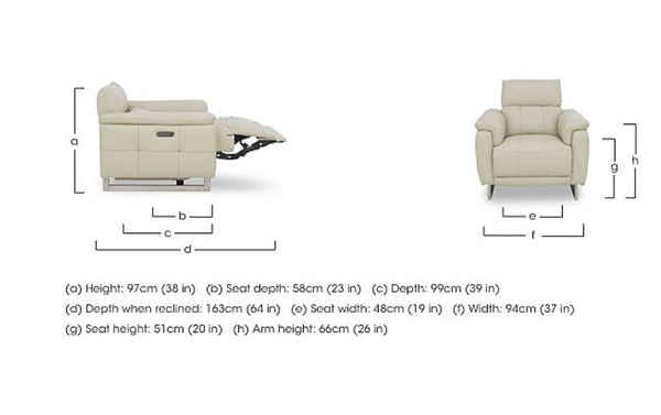 Moet Cream Leather Power Recliner Headrest Armchair