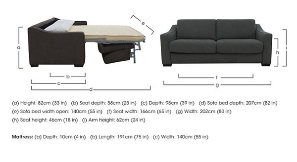 Optimus Grey Leather 3 Seater Sofa Bed Mattress Supplied