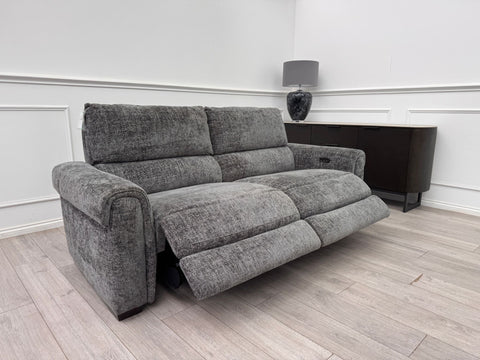 Nixon 3 Seater Grey Cross weave Fabric Power Recliner