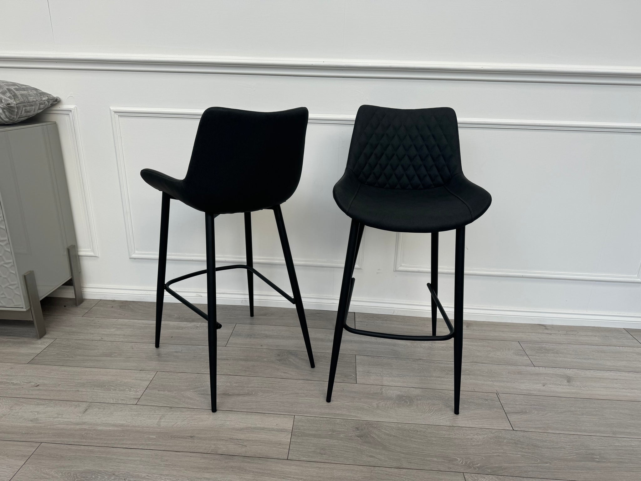 Ion Charcoal Grey Suede/Microfibre Pair of Dining Bar Stools