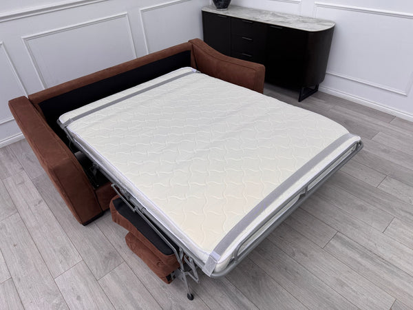 Optimus Tan Brown Fabric 3 Seater Pull Out Sofa Bed