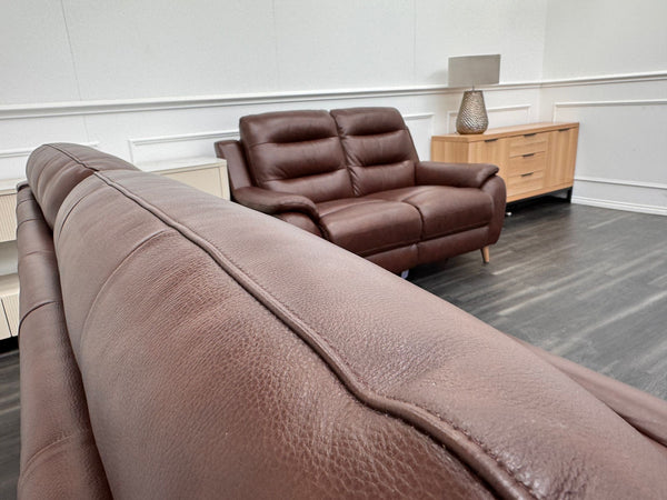Lazyboy Stafford Brown Leather 3 & 2 Static Sofa Set